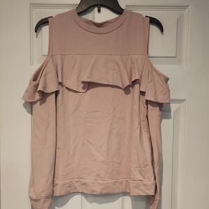Polly & Esther Blush Top Cold Shoulder Sweatshirt